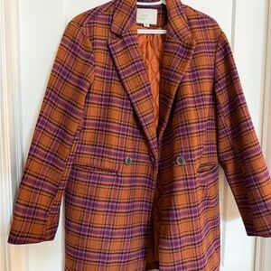 a new day Orange Plaid Blazer with Purple Accents